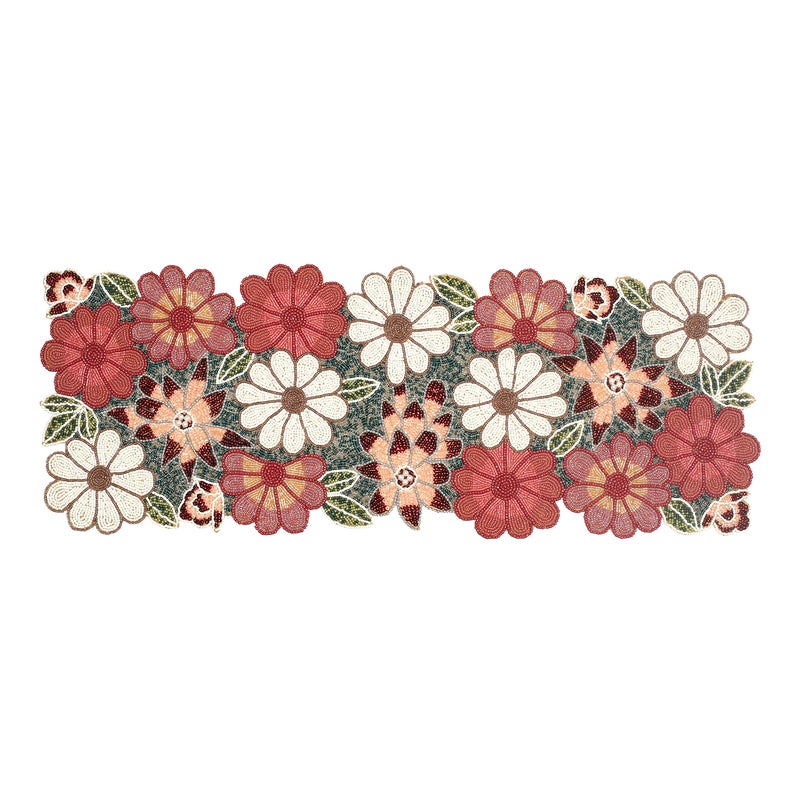 Light & Pro Lightnpro Beaded Table Runner - Elegant Handmade Floral Design - Decorative Table Accent for Dining, Weddings,, Everyday Use & Special Party Occasions - 13x36 Inch - Maroon Combo - Image 4